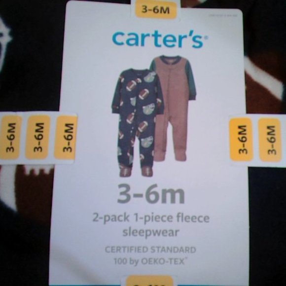 Carter’s 2-Pack 1-Piece Fleece Sleepwear| NWT | 3-6months (K004) - Picture 2 of 3